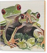 Bff Froggies Wood Print