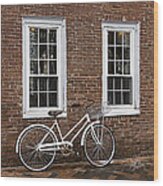 Bicycle On Brick Wood Print