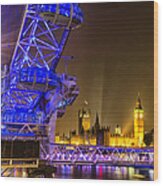 Big Ben And The London Eye Wood Print