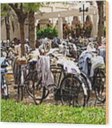 Bikes Waiting For Their Owners Wood Print