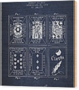 Billings Playing Cards Patent Drawing From 1873 - Navy Blue Wood Print