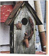 Bird House With Water Wood Print