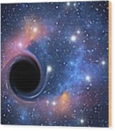 Black Hole Against Starfield, Artwork Wood Print