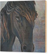 Black Horse Wood Print