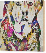 Black Lab Dog Watercolor Art Wood Print