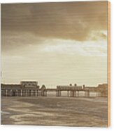 Blackpool Central Pier At Sunset Wood Print