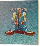 Blue Boots Wood Print