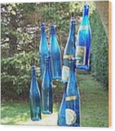 Blue Bottle Tree Wood Print