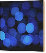 Blue Circular Light Pattern Wood Print