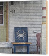 Blue Crab Chair Wood Print