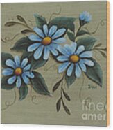 Blue Daisies Wood Print