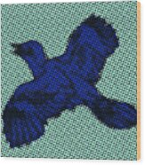 Blue Halftone Bird Wood Print
