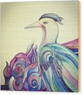 Blue Heron #watercolor #painting #bird Wood Print