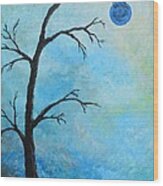 Blue Moon Wood Print