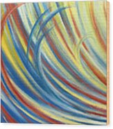 Blue Red And Yellow Wave Wood Print