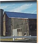Blue Roof Barn And Silo Wood Print
