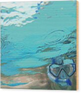 Blue Snorkel Wood Print