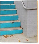 Blue Stairs Wood Print