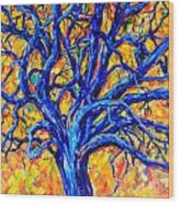 Blue Tree Wood Print