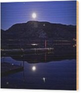 Bluemoon 001 - Skaha Lake 3/18/2014 Wood Print