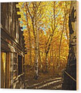 Boat House Among The Autumn Leaves Wood Print
