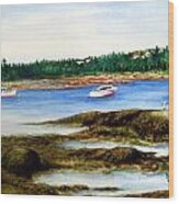 Boat Moorings By Slin's Island Wood Print