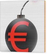 Bomb With Euro Symbol Wood Print