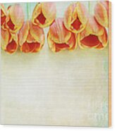 Border Of Orange Tulips Wood Print