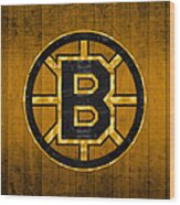 Boston Bruins Hockey Team Retro Logo Vintage Recycled Massachusetts License Plate Art Wood Print