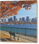 Boston Charles River in Autumn Wood Print