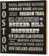 Boston Massachusetts Famous Landmarks Wood Print