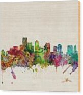 Boston Skyline Wood Print