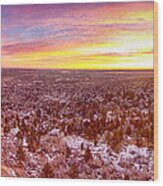 Boulder Colorado Colorful Sunrise Wide Panorama View Wood Print