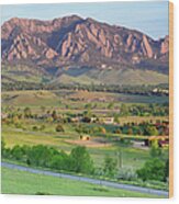 Boulder Colorado Flatirons And Ranchland Wood Print