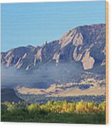 Boulder Colorado Flatirons In Fall Wood Print
