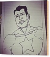 Boyfriend Got Drawn As A Superhero At Wood Print