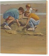 Boys In The Sand Wood Print