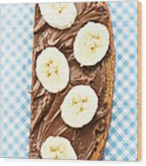Bread Topped With Nutella And Banana Wood Print
