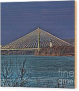 Bridge Over Blue Water Wood Print