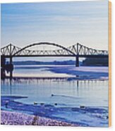 Bridges Over The Mississippi Wood Print