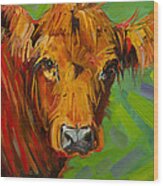 Bright And Beautiful Cow Wood Print