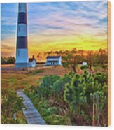 Bright Sunset At Bodie - Outer Banks Ii Wood Print