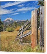 Broken Fence And Mount Lassen Wood Print