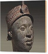 Bronze Head With Beaded Crown Wood Print