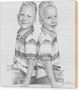 Brothers Pencil_portrait Wood Print