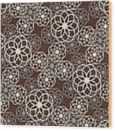 Brown And Silver Floral Pattern Wood Print