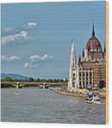 Budapest Parliament And Danube Wood Print