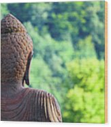 Buddhas View Into Greenery Wood Print