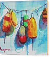 Colorful Buoys Wood Print