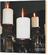 Burning Candles And Reflections Wood Print